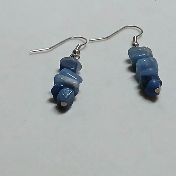 Fashion Hand Crafted Silver Tone with Blue Stone Earrings Costume Jewelry #81 - Picture 9 of 11